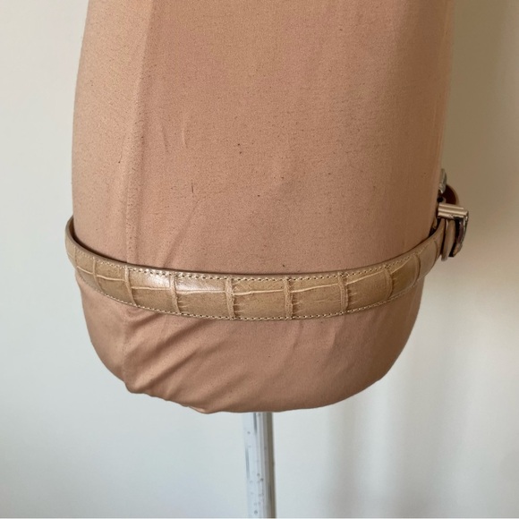 Brighton Vintage Croc Embossed Beige Leather Silver Leaf Etched Belt Size ML 32 main image 5